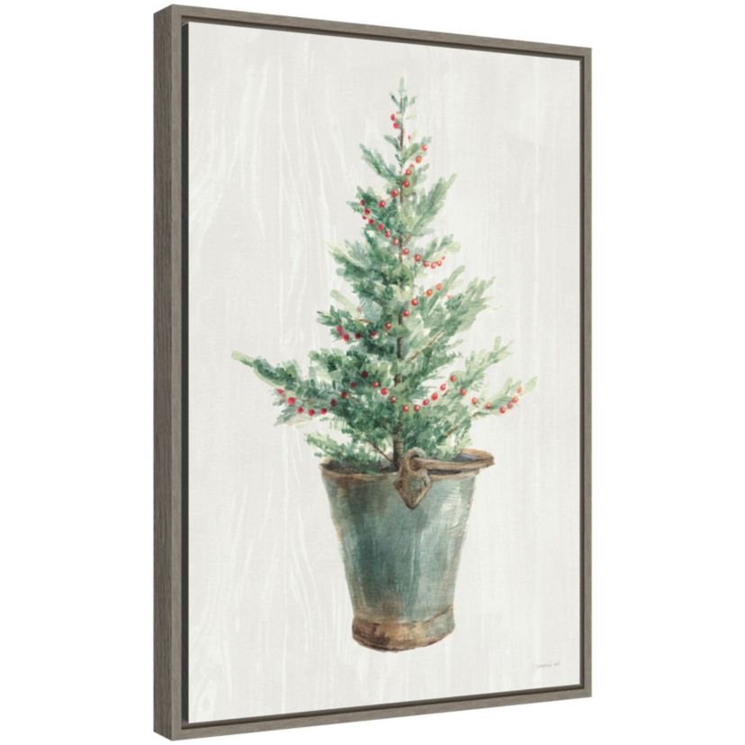 White and Bright Christmas Tree I Framed Canvas Wall Art Print