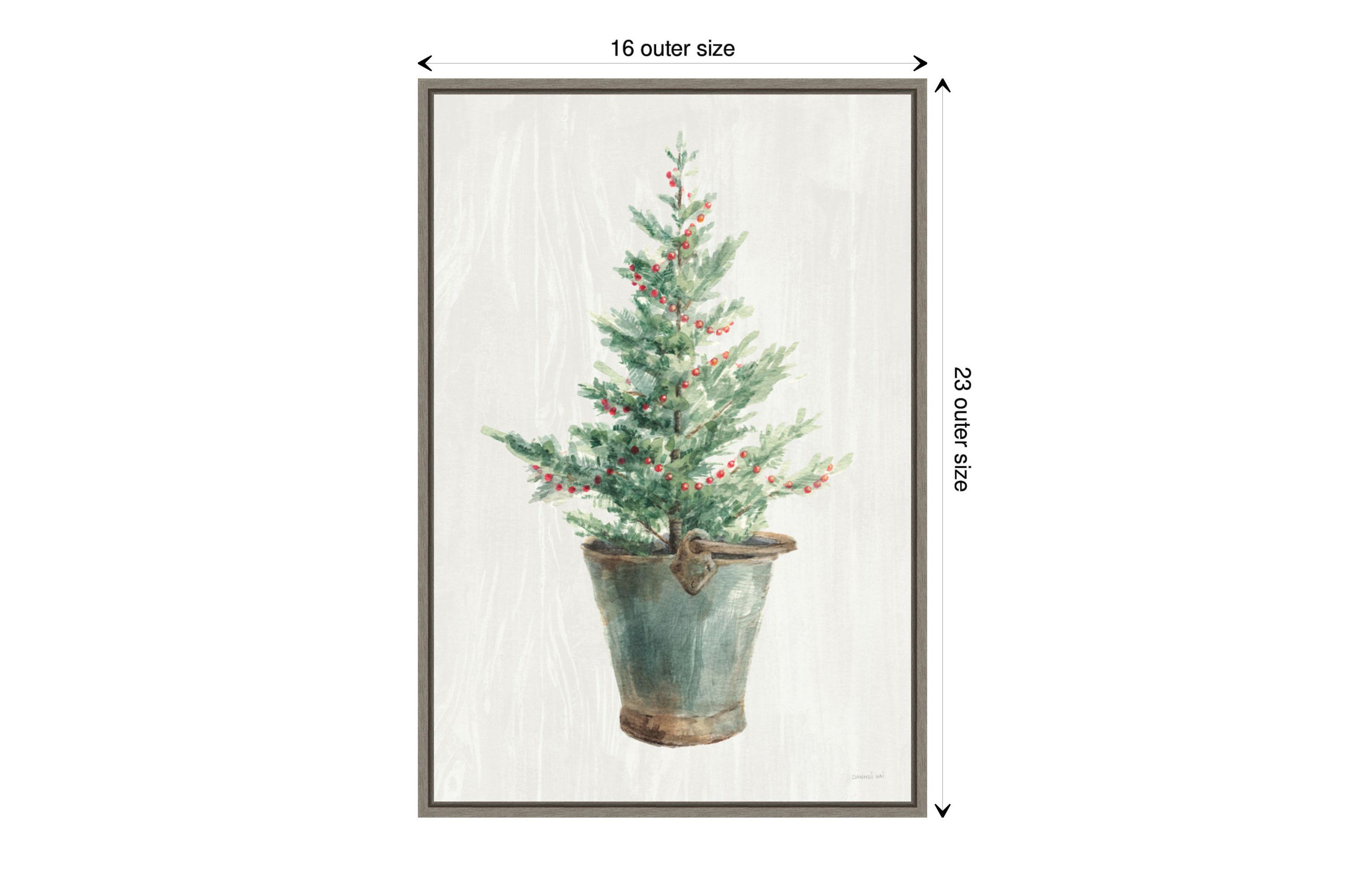 White and Bright Christmas Tree I Framed Canvas Wall Art Print