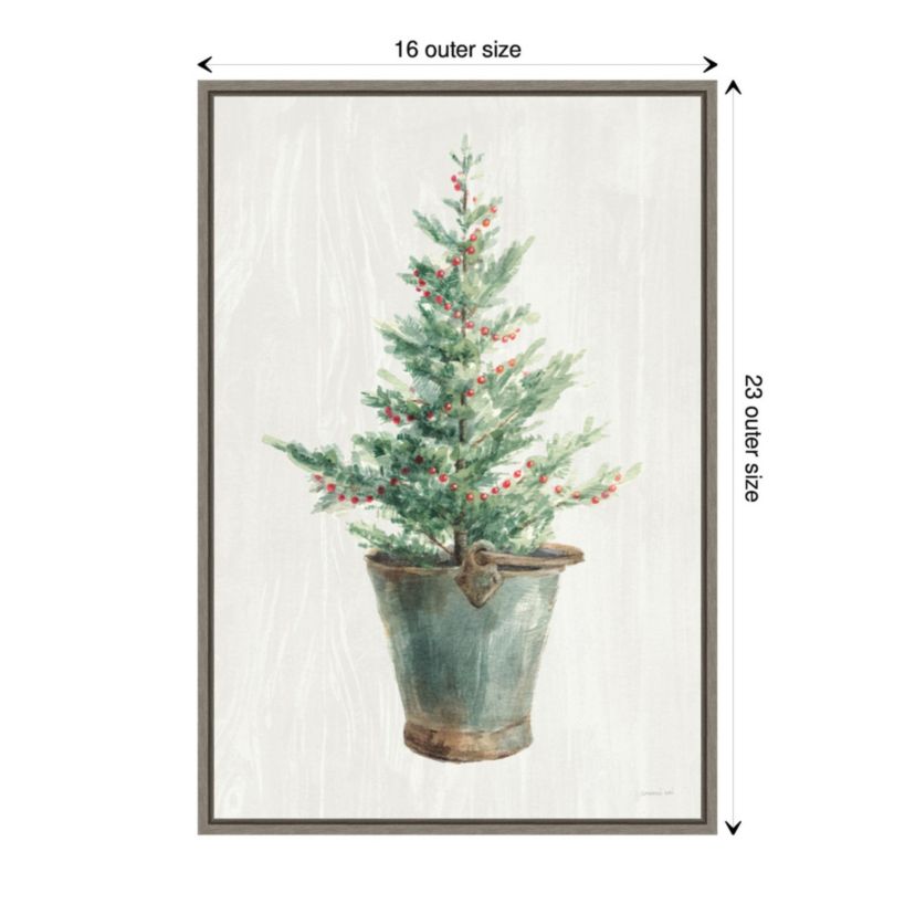 White and Bright Christmas Tree I Framed Canvas Wall Art Print