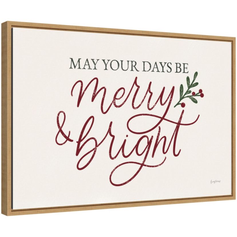 Vintage Christmas V Red Framed Canvas Wall Art Print