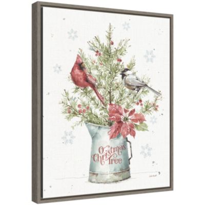 Amanti Art A Christmas Weekend Ii With Chickadee Framed Canvas Wall Art Print