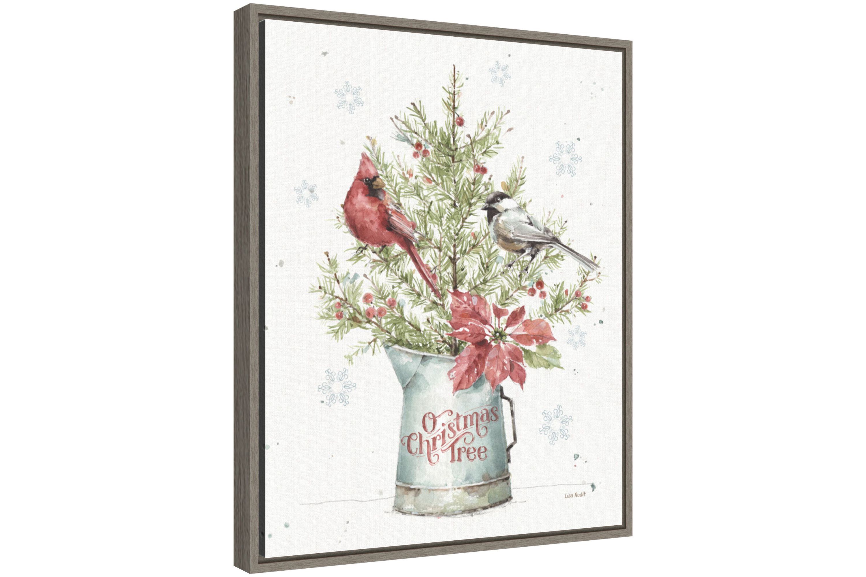 A Christmas Weekend II with Chickadee Framed Canvas Wall Art Print