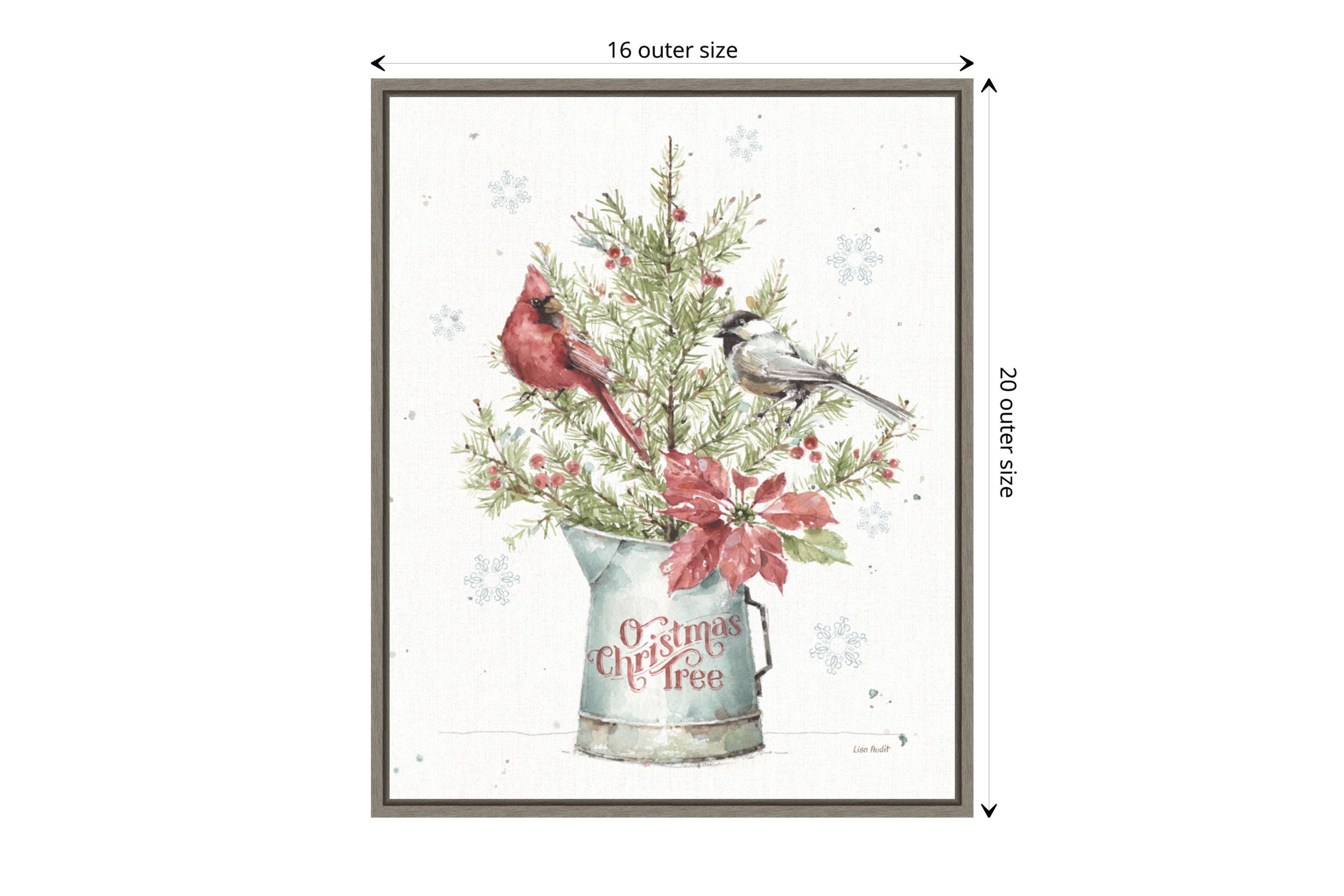 A Christmas Weekend II with Chickadee Framed Canvas Wall Art Print