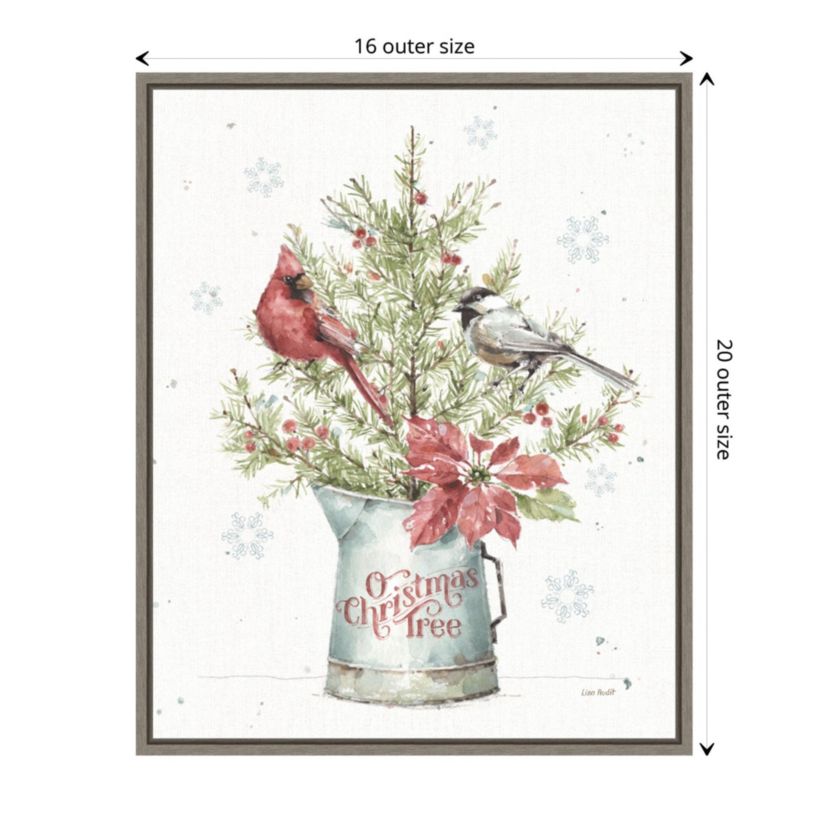 A Christmas Weekend II with Chickadee Framed Canvas Wall Art Print