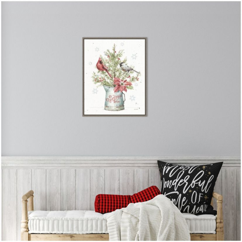 A Christmas Weekend II with Chickadee Framed Canvas Wall Art Print