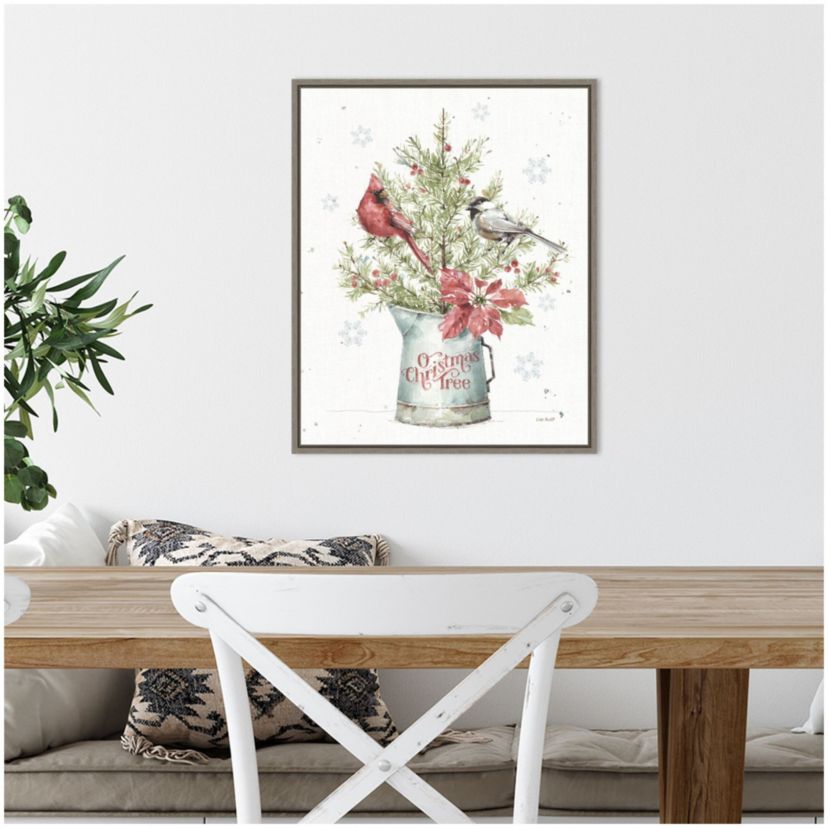 A Christmas Weekend II with Chickadee Framed Canvas Wall Art Print