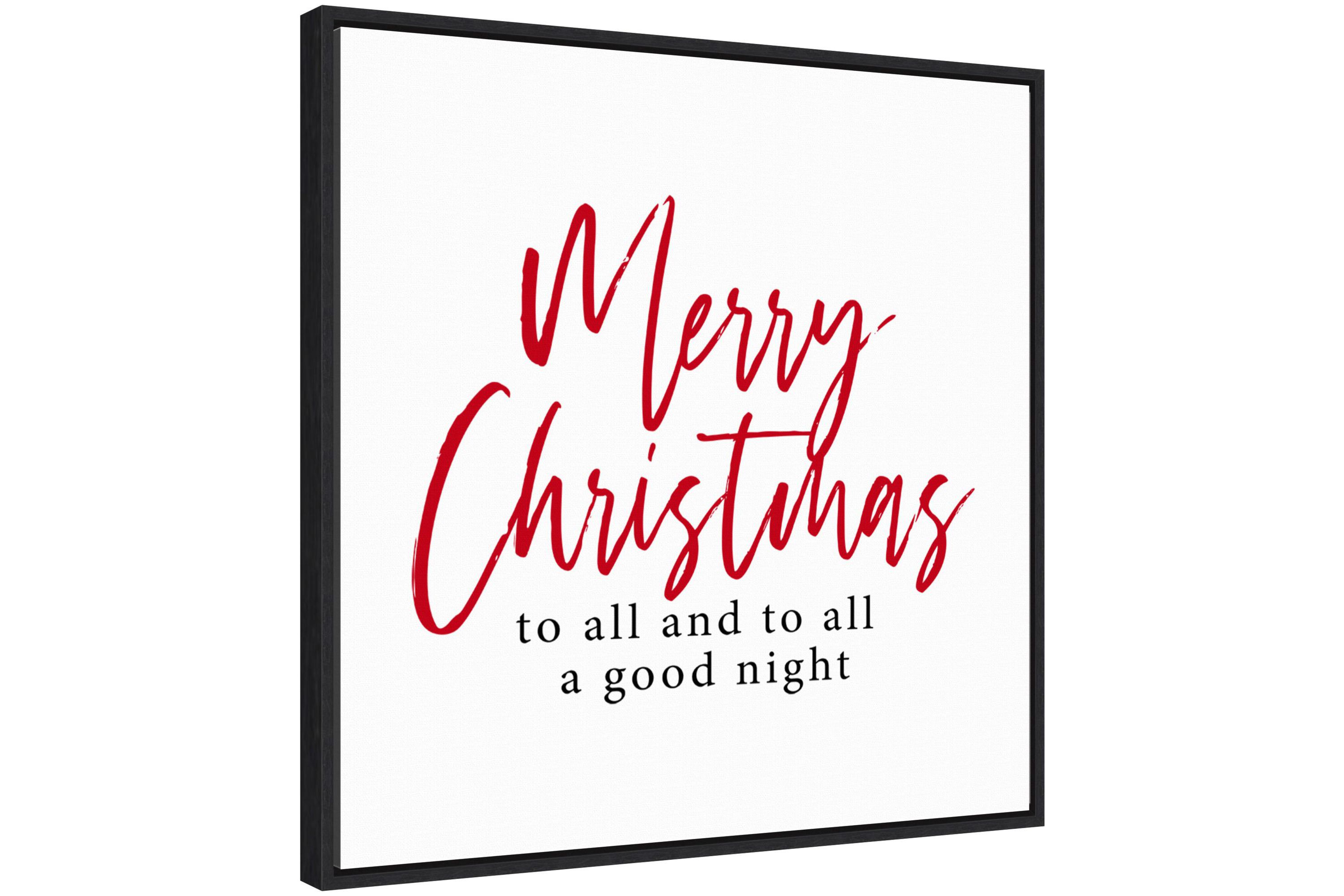 Merry Christmas to All Script Framed Canvas Wall Art Print