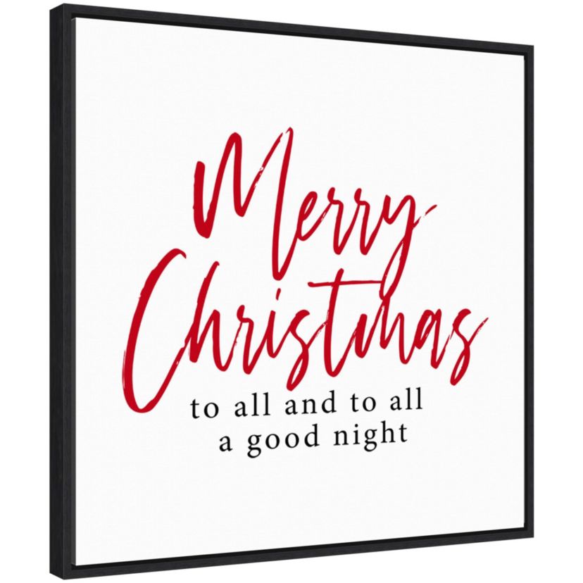 Merry Christmas to All Script Framed Canvas Wall Art Print