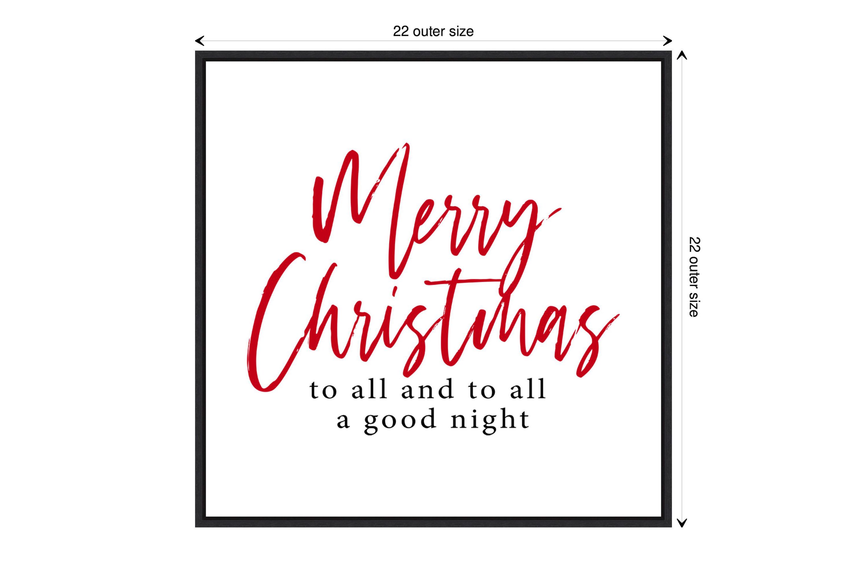 Merry Christmas to All Script Framed Canvas Wall Art Print