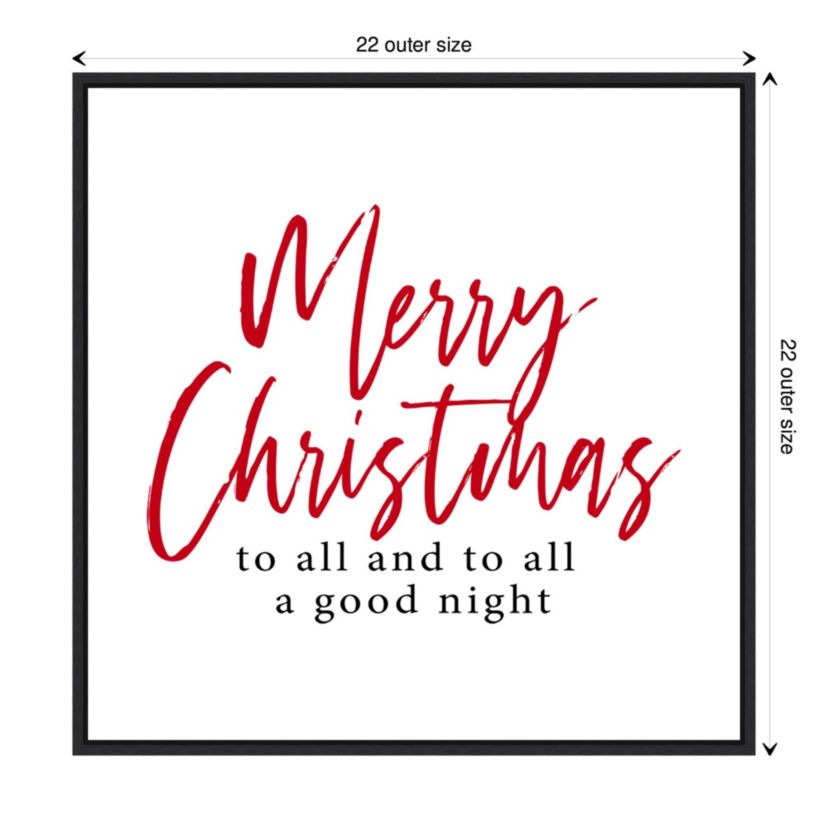 Merry Christmas to All Script Framed Canvas Wall Art Print