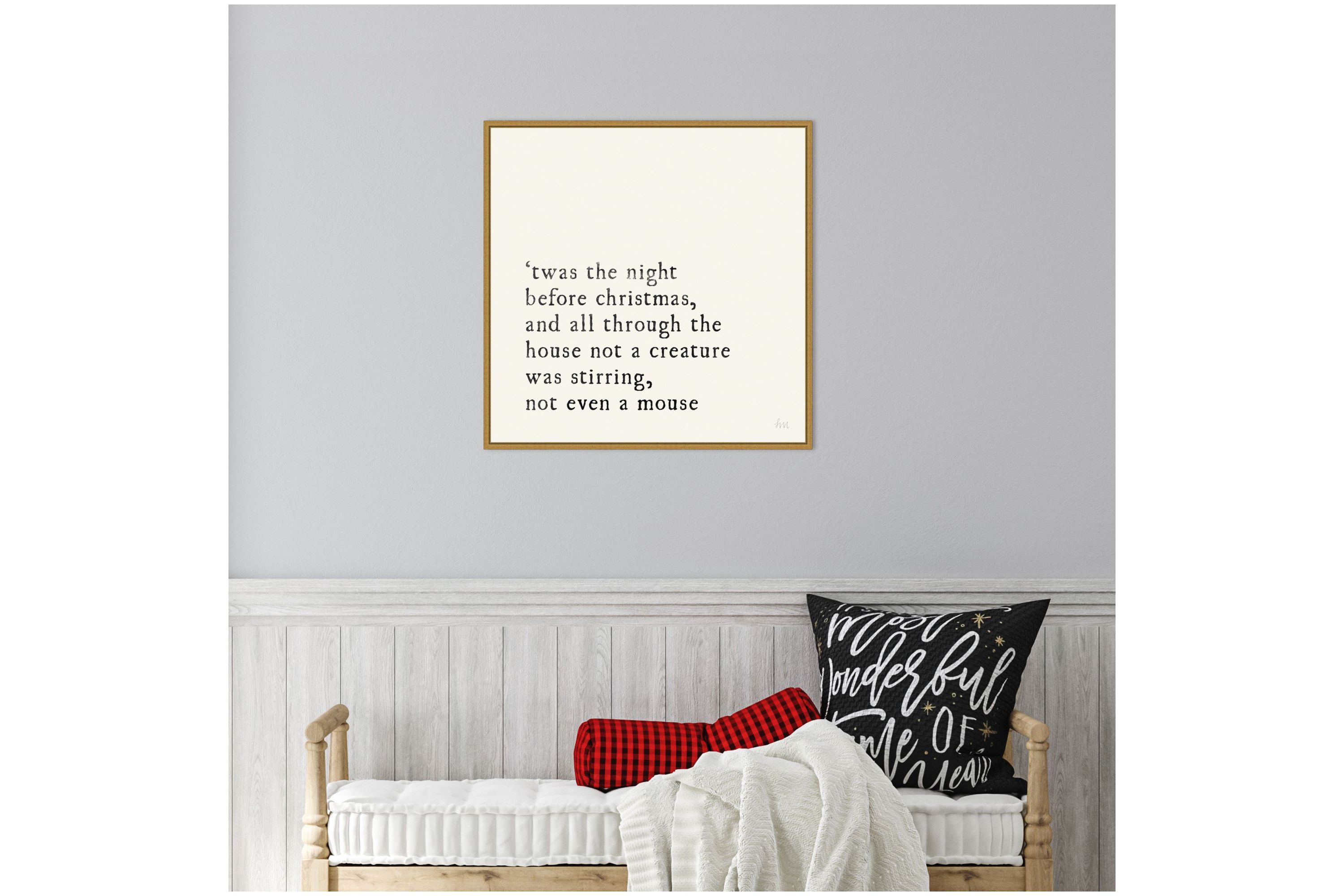Simple Christmas I Cream Framed Canvas Wall Art Print