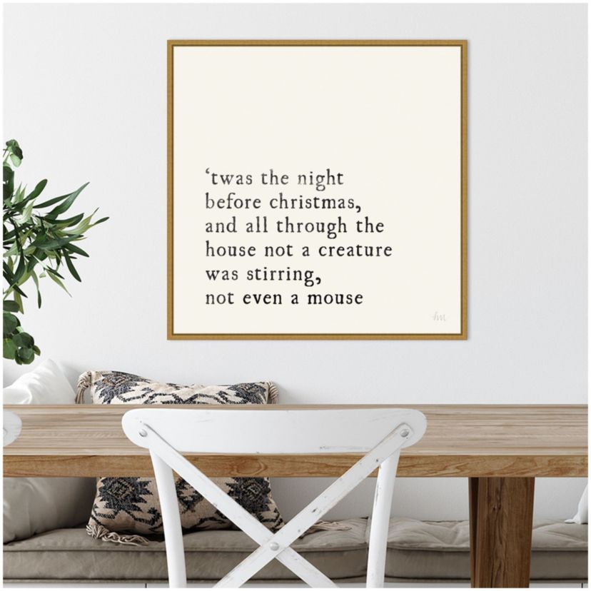 Simple Christmas I Cream Framed Canvas Wall Art Print