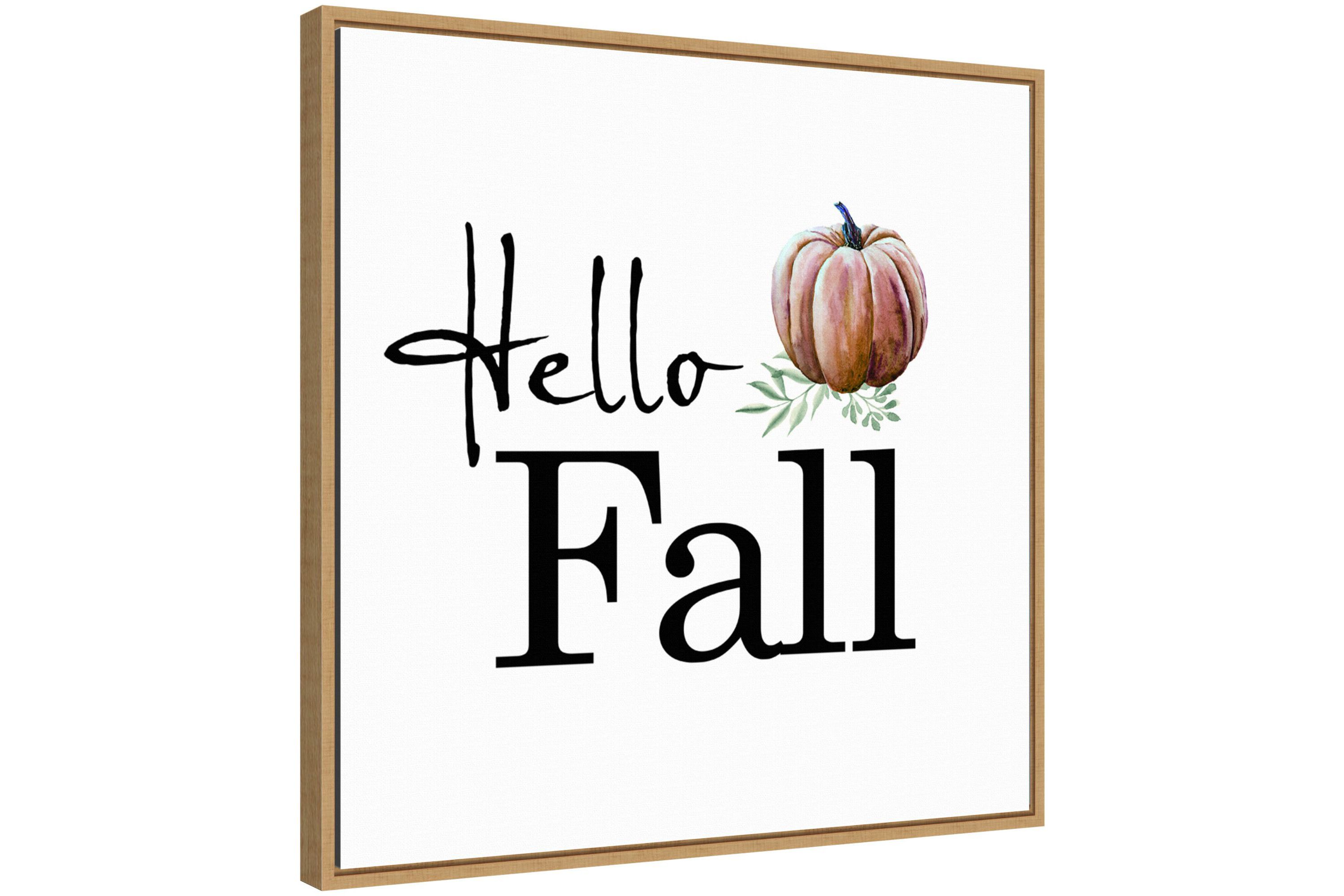Hello Fall Pumpkin Framed Canvas Wall Art Print