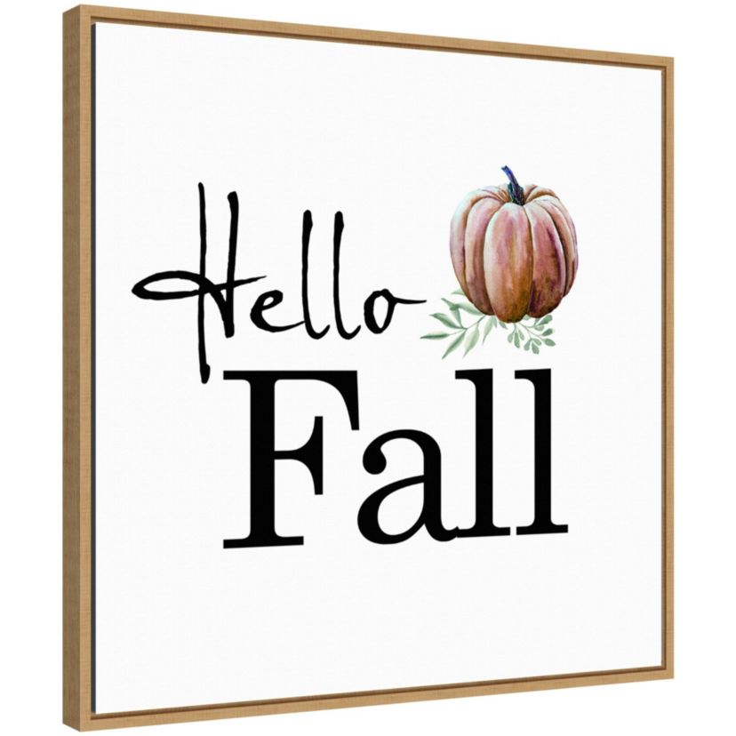 Hello Fall Pumpkin Framed Canvas Wall Art Print