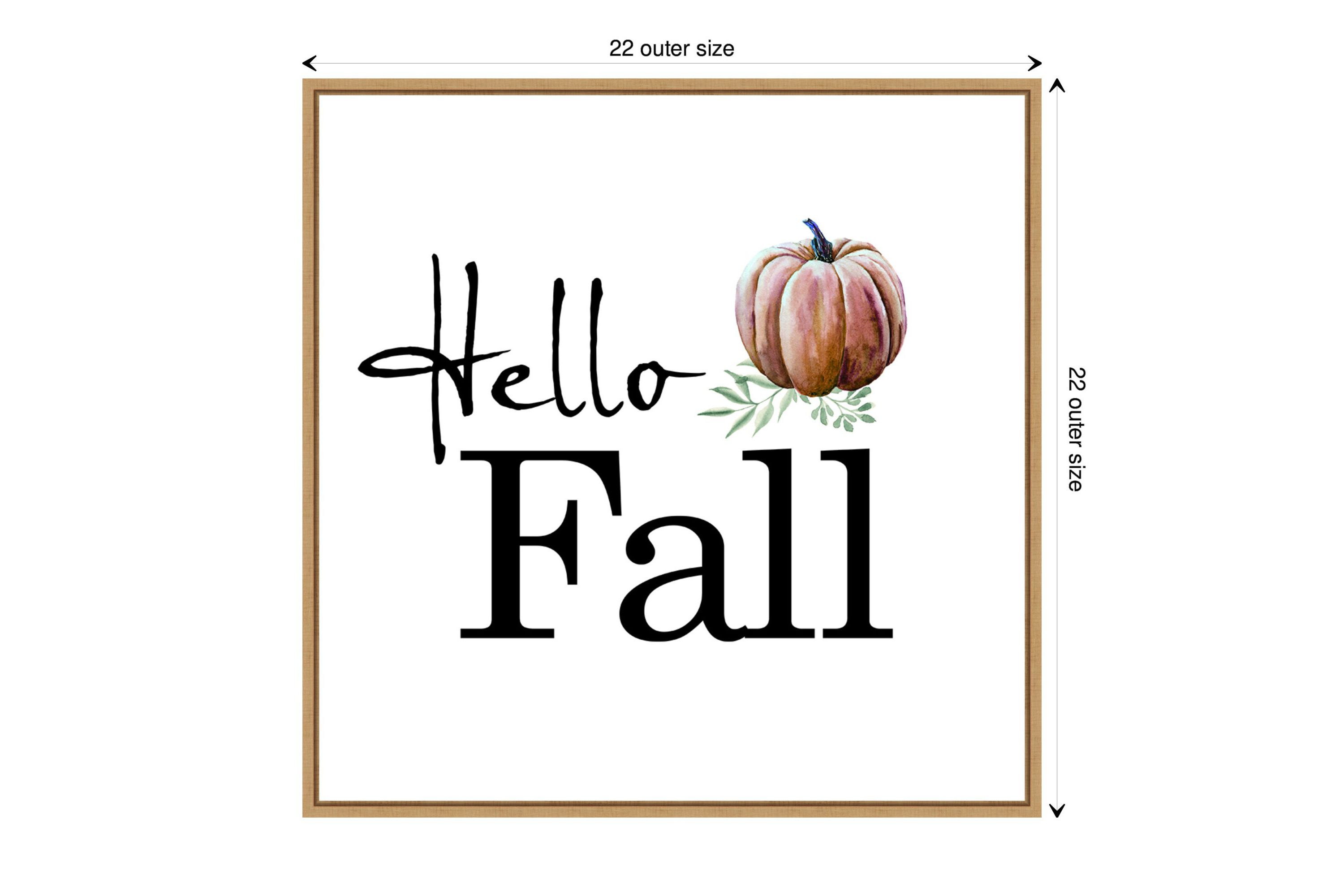 Hello Fall Pumpkin Framed Canvas Wall Art Print