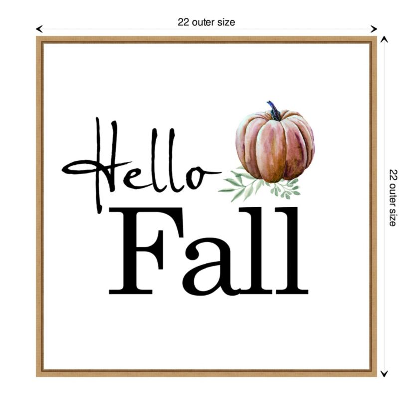 Hello Fall Pumpkin Framed Canvas Wall Art Print