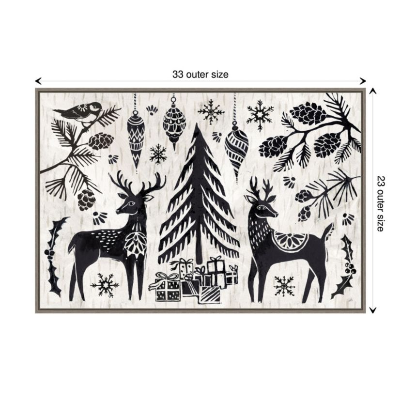 Woodcut Christmas I Framed Canvas Wall Art Print