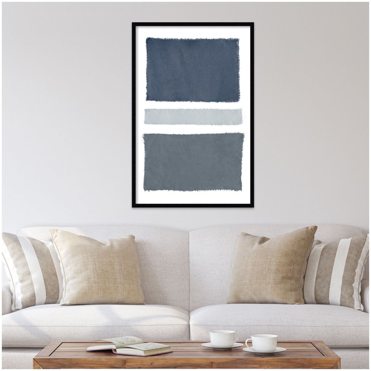 Painted Weaving V Gray Framed Wall Art Print