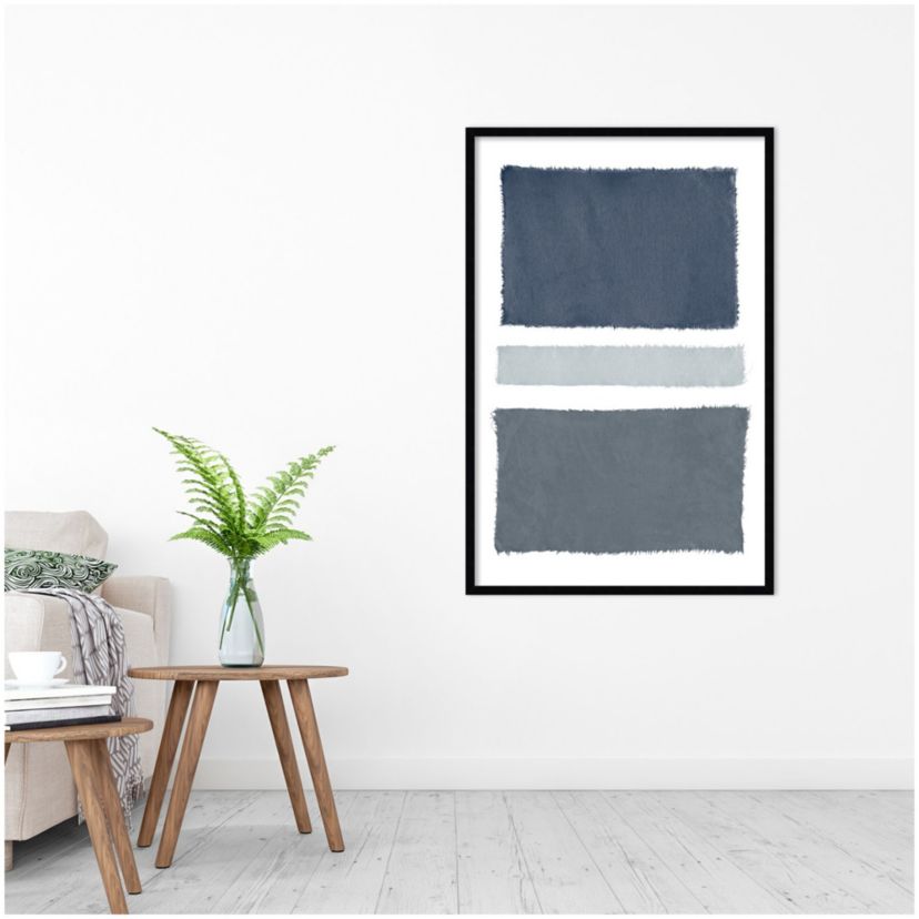 Painted Weaving V Gray Framed Wall Art Print