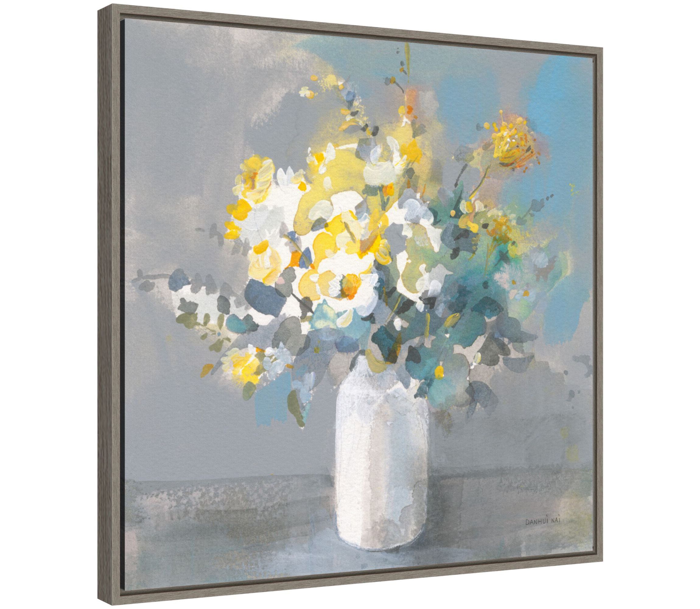 Touch of Spring I White Vase Framed Canvas Wall Art Print