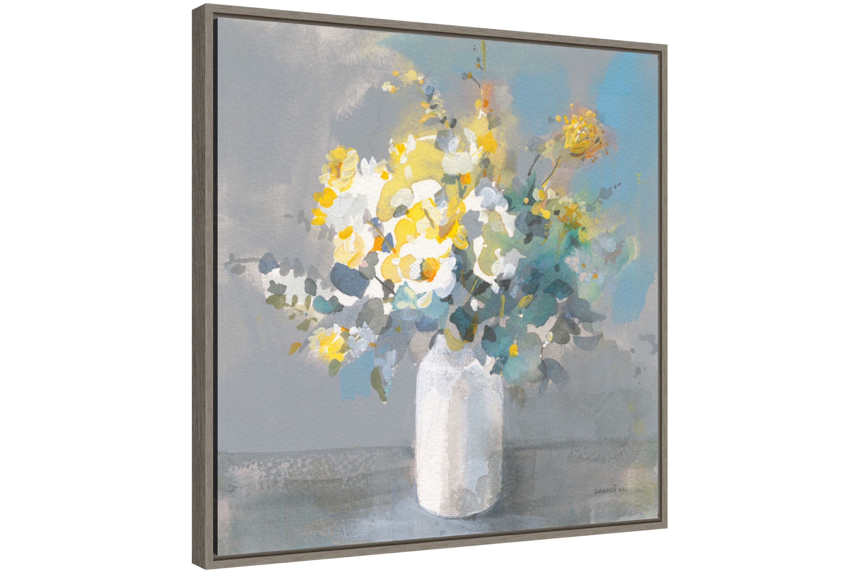 Touch of Spring I White Vase Framed Canvas Wall Art Print