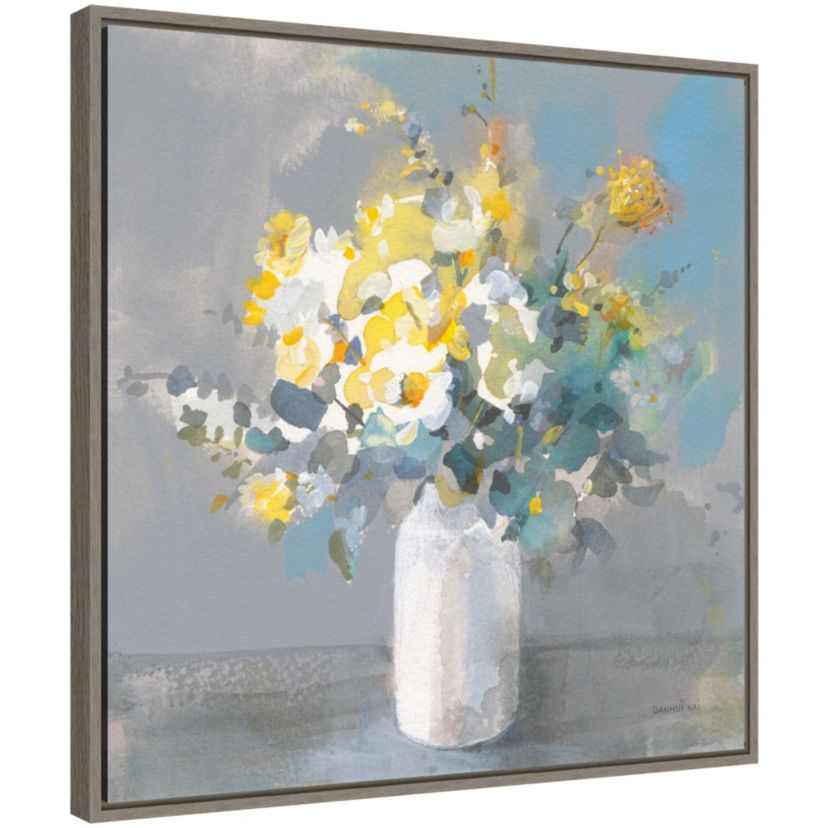 Touch of Spring I White Vase Framed Canvas Wall Art Print
