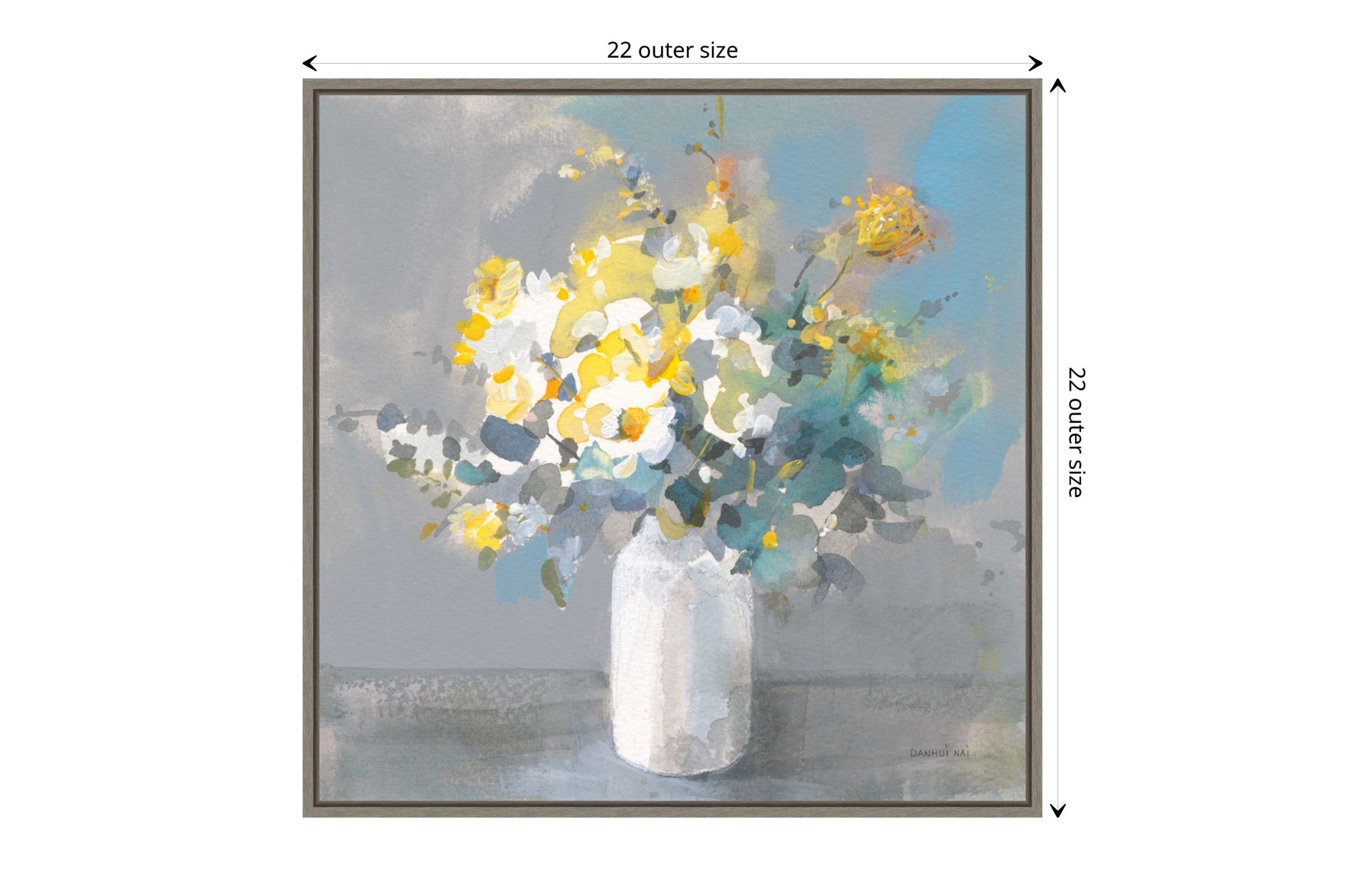 Touch of Spring I White Vase Framed Canvas Wall Art Print