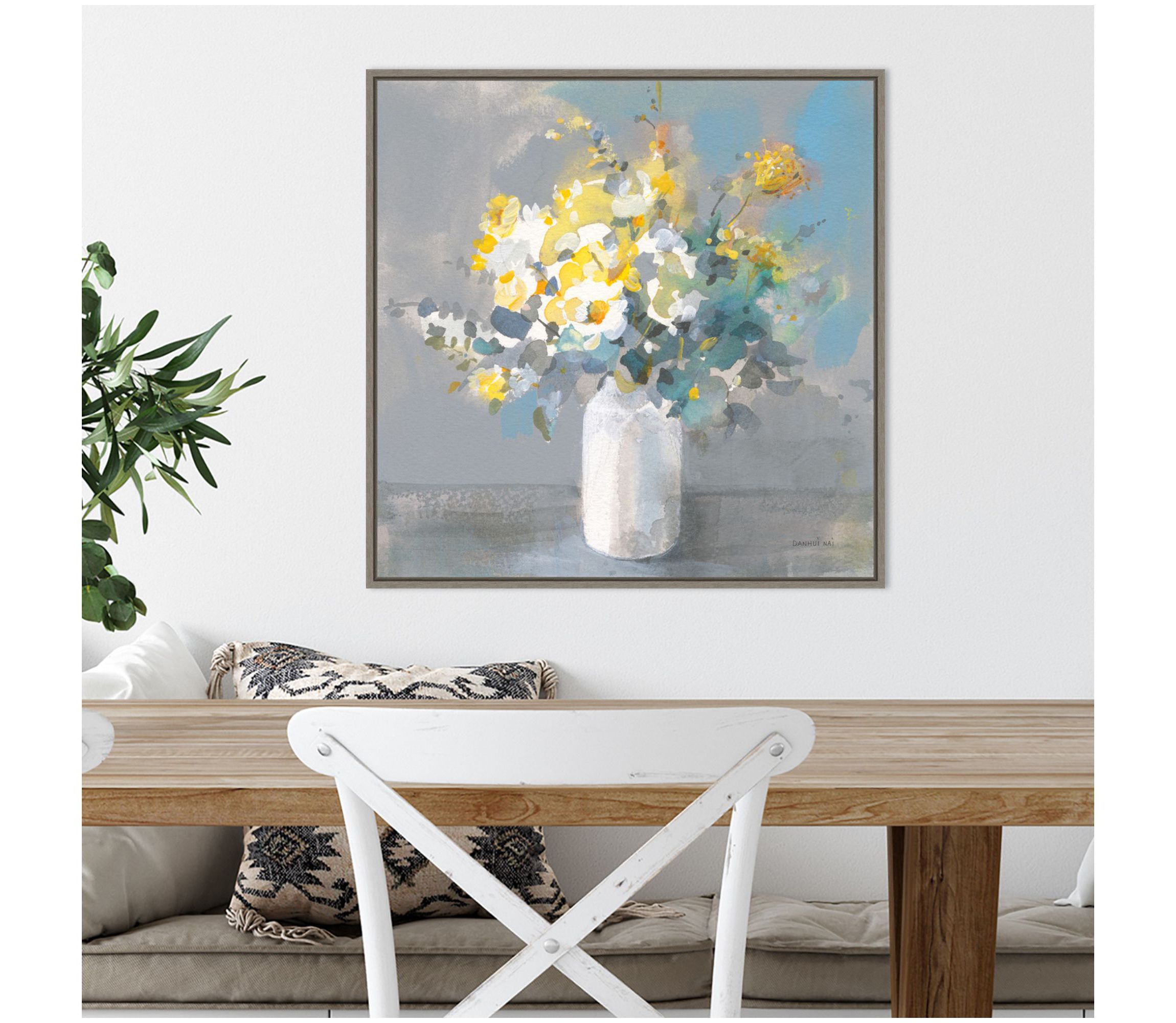 Touch of Spring I White Vase Framed Canvas Wall Art Print