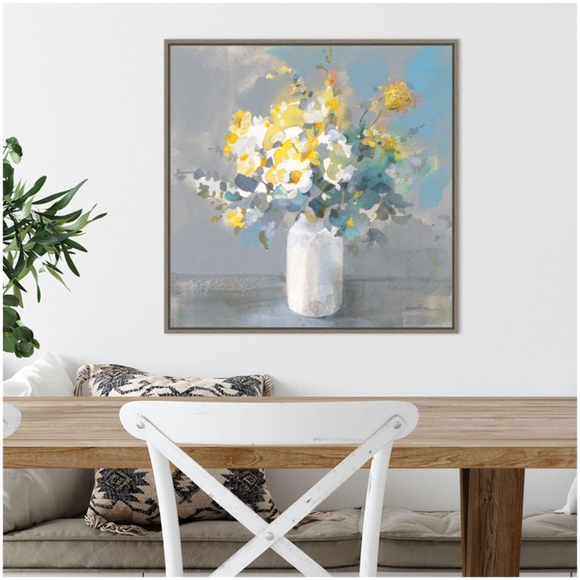 Touch of Spring I White Vase Framed Canvas Wall Art Print