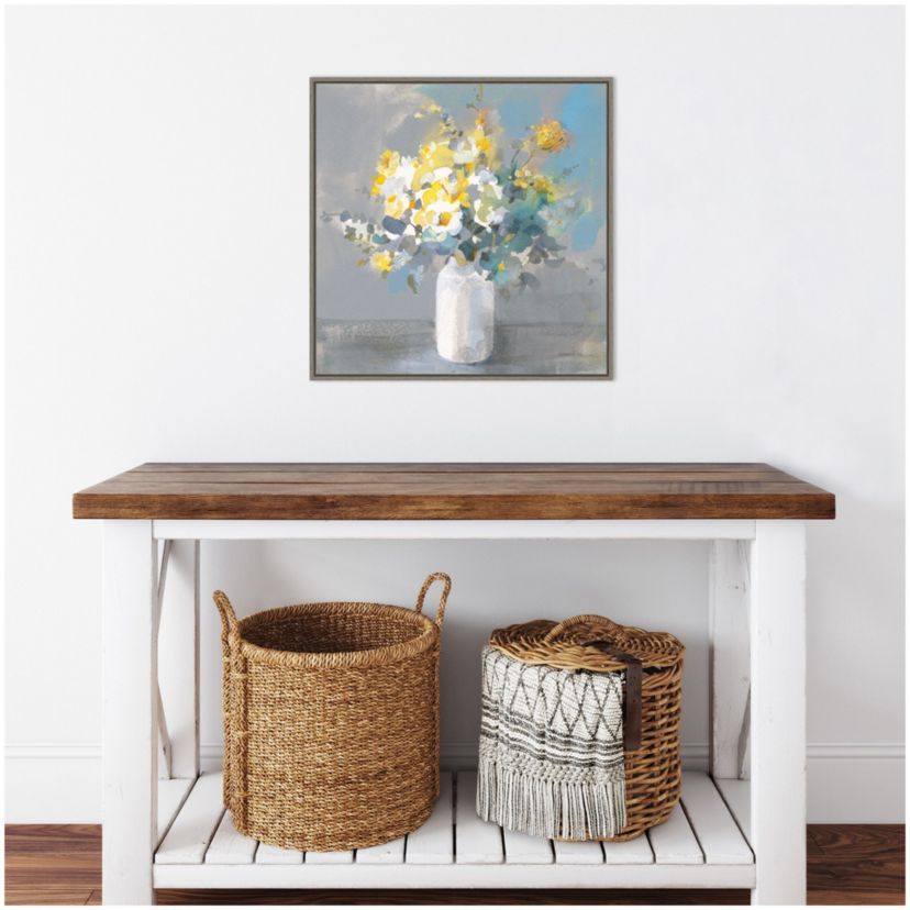 Touch of Spring I White Vase Framed Canvas Wall Art Print