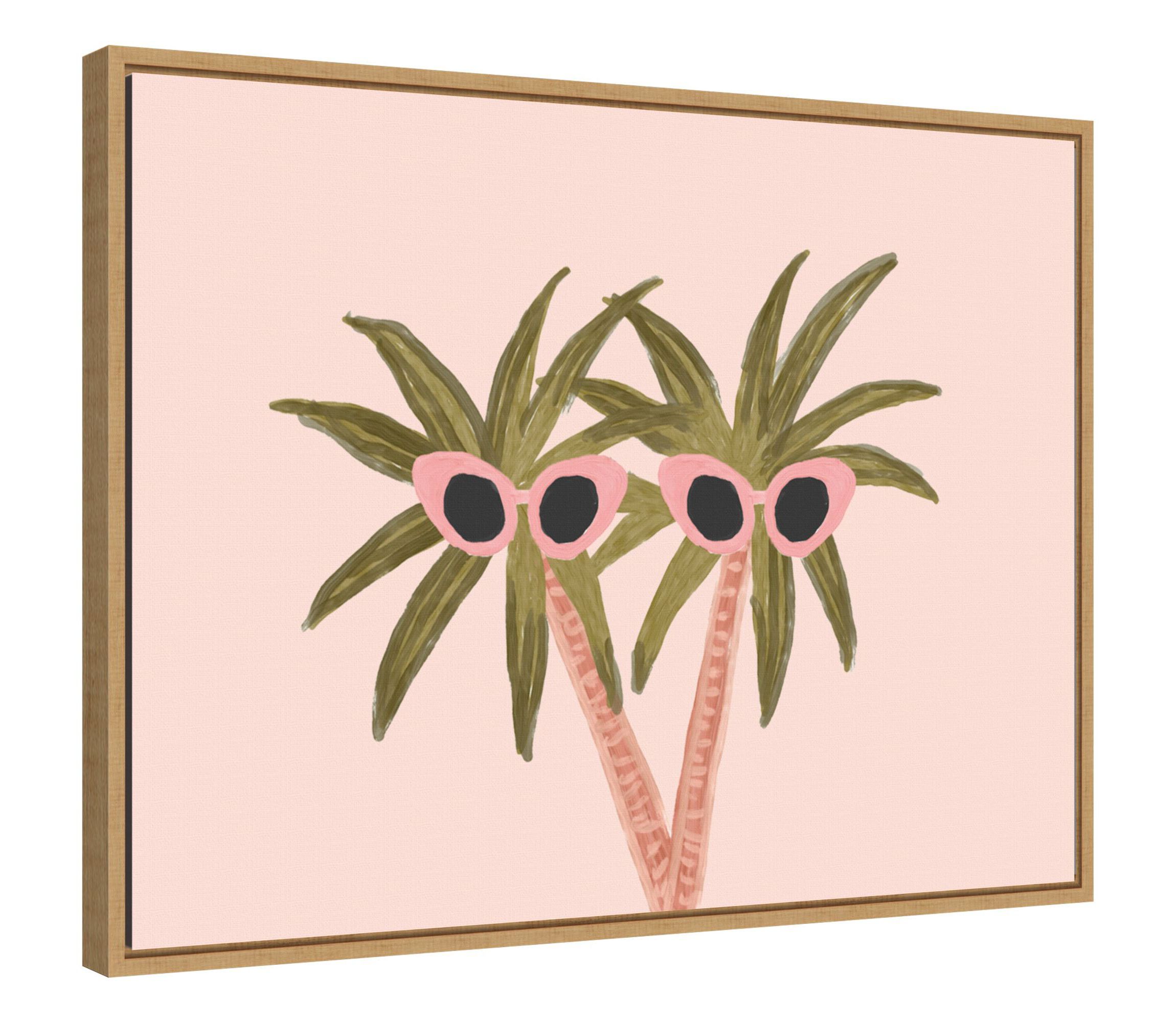 Palm Trees and Sunglasses Framed Canvas Wall Art Print