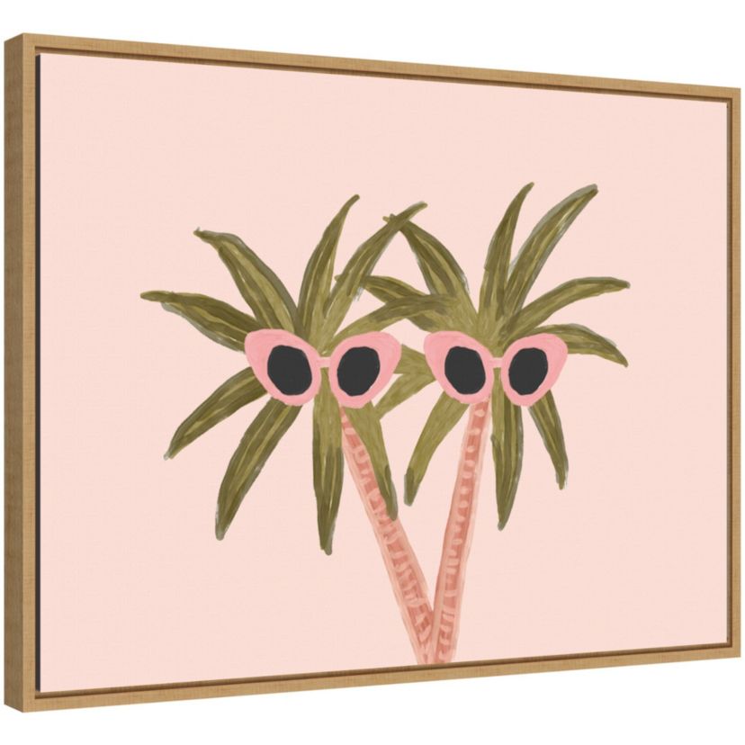 Palm Trees and Sunglasses Framed Canvas Wall Art Print