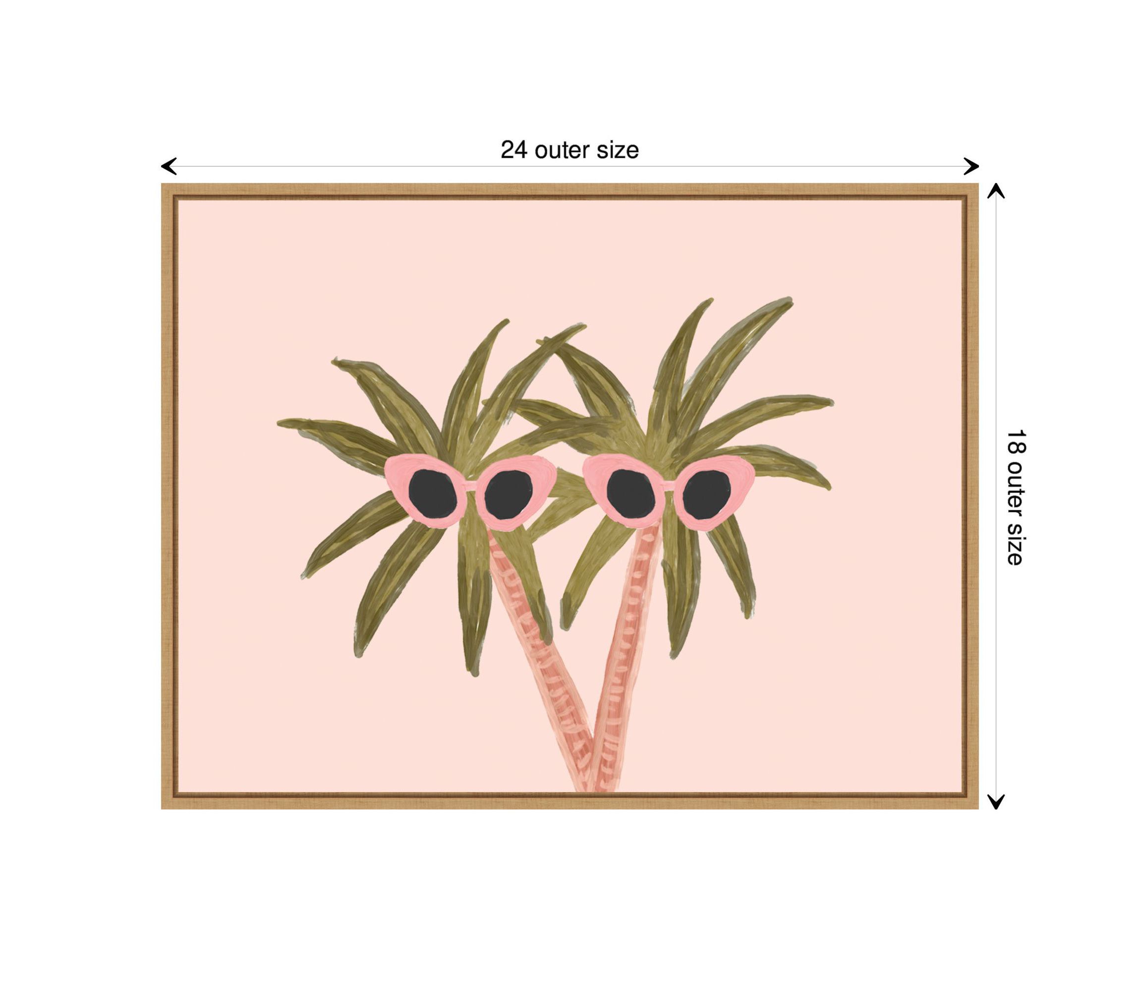 Palm Trees and Sunglasses Framed Canvas Wall Art Print