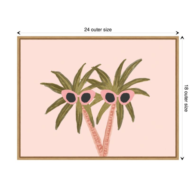 Palm Trees and Sunglasses Framed Canvas Wall Art Print