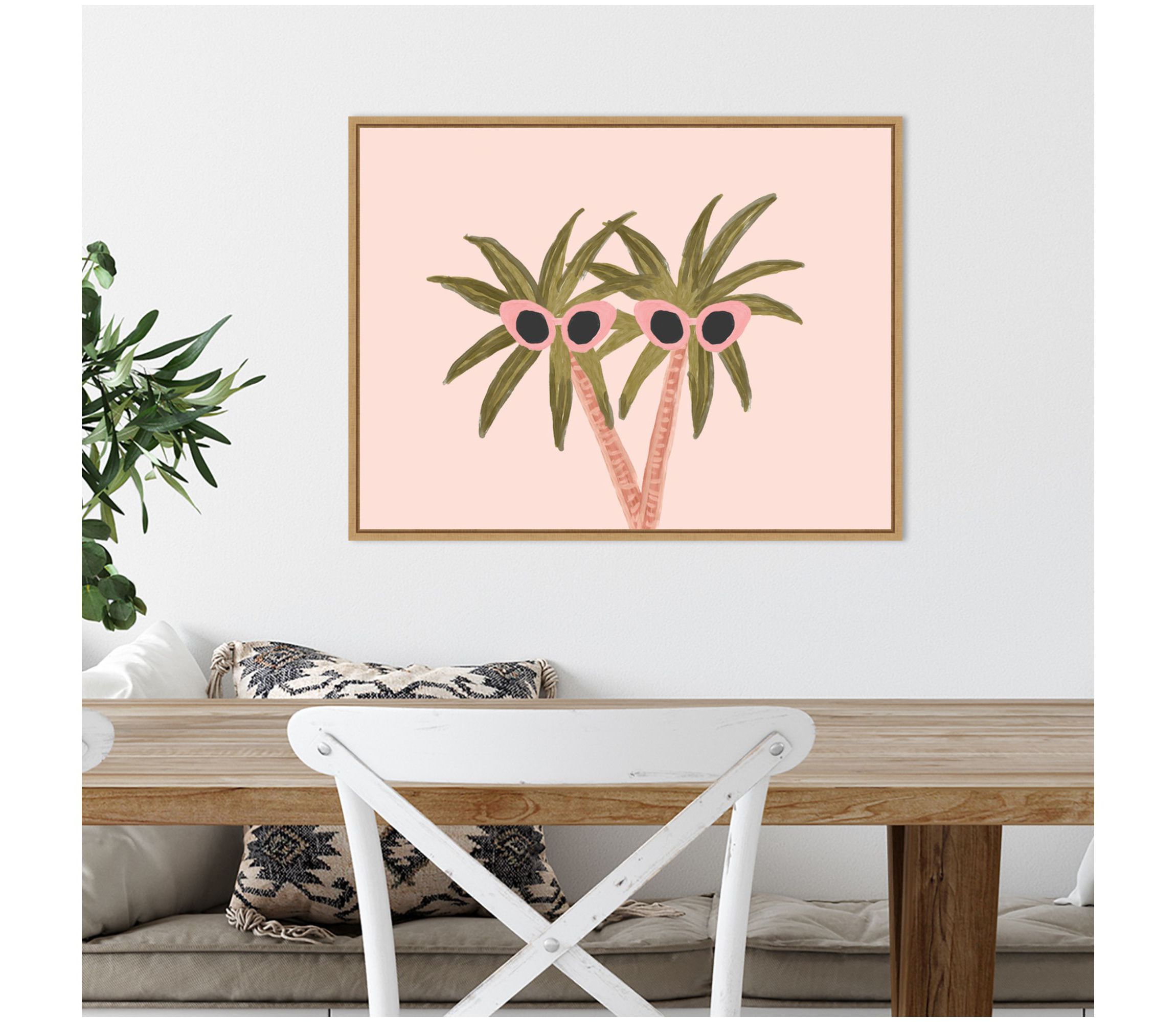 Palm Trees and Sunglasses Framed Canvas Wall Art Print