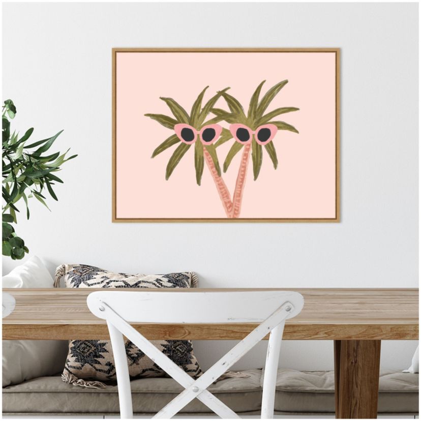 Palm Trees and Sunglasses Framed Canvas Wall Art Print