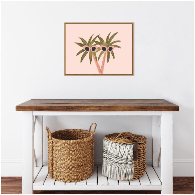 Palm Trees and Sunglasses Framed Canvas Wall Art Print