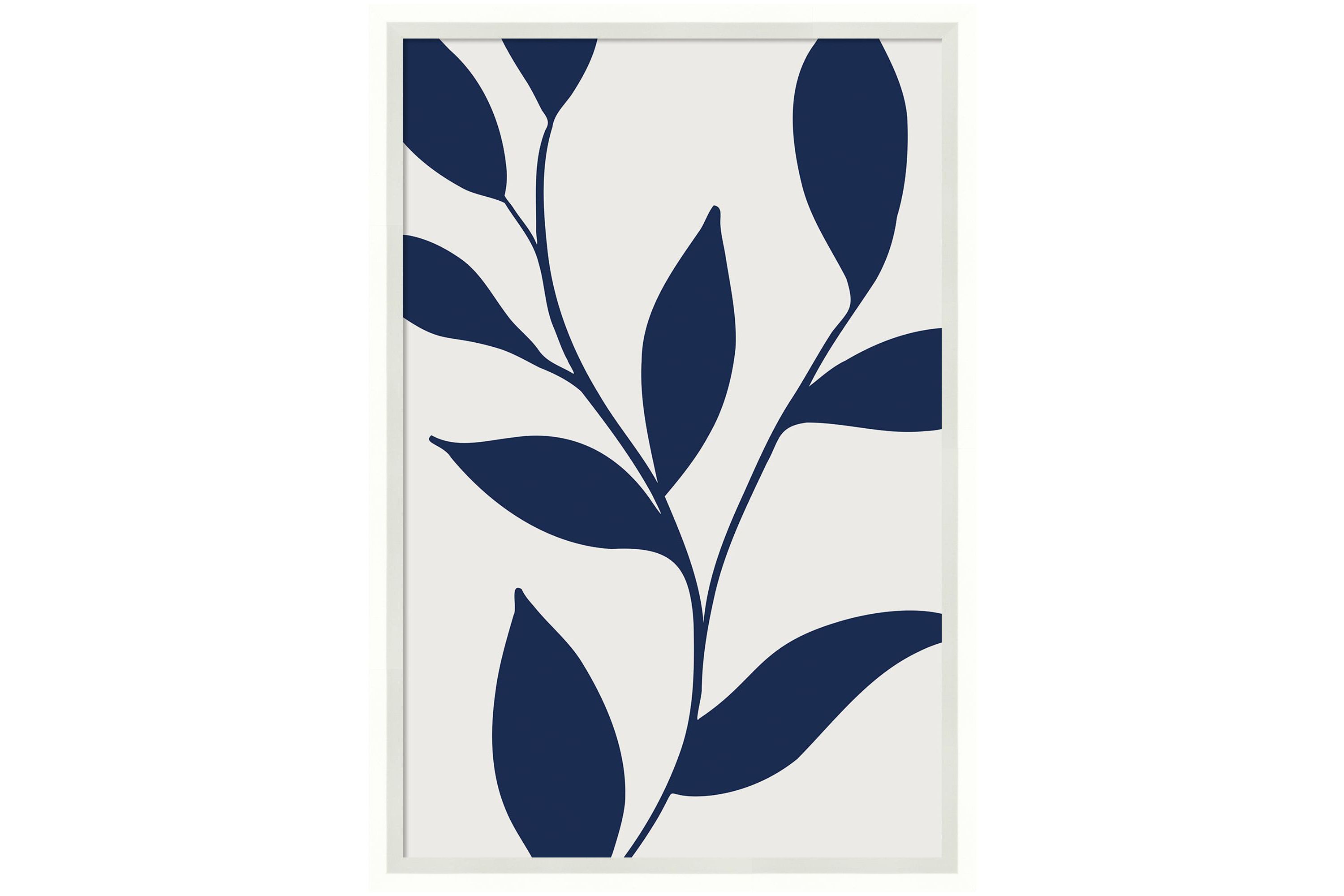 Modern Blue Botanical Abstract Print No 1 Framed Wall Art Print