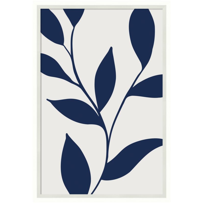 Modern Blue Botanical Abstract Print No 1 Framed Wall Art Print