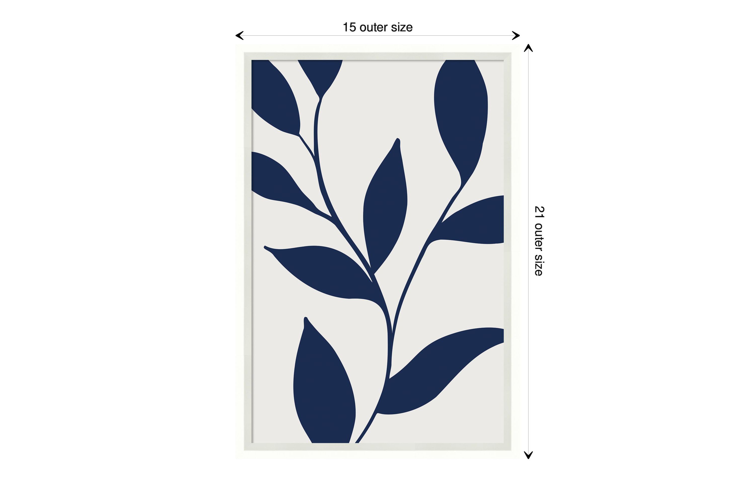 Modern Blue Botanical Abstract Print No 1 Framed Wall Art Print