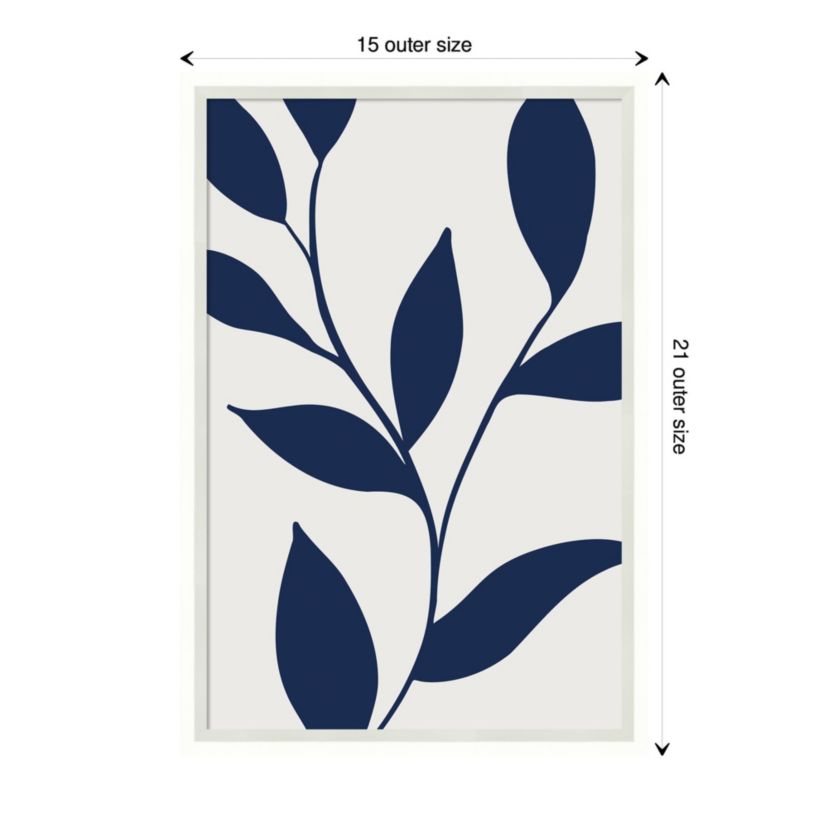 Modern Blue Botanical Abstract Print No 1 Framed Wall Art Print