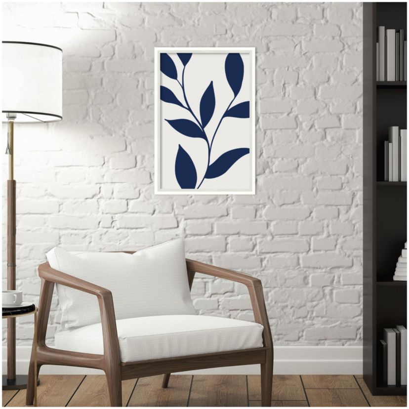 Modern Blue Botanical Abstract Print No 1 Framed Wall Art Print