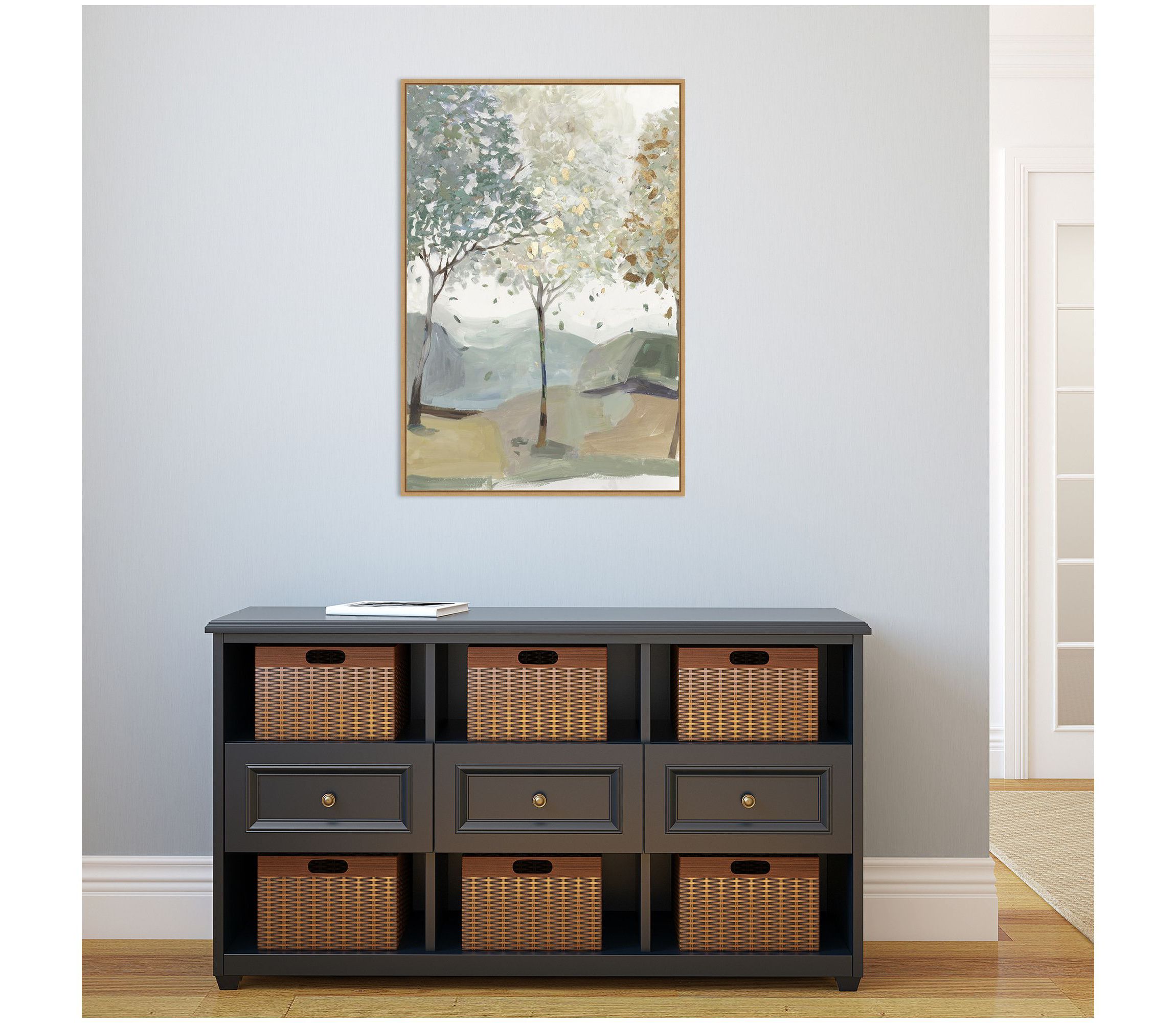 Breezy Landscape Trees III Framed Canvas Wall Art Print