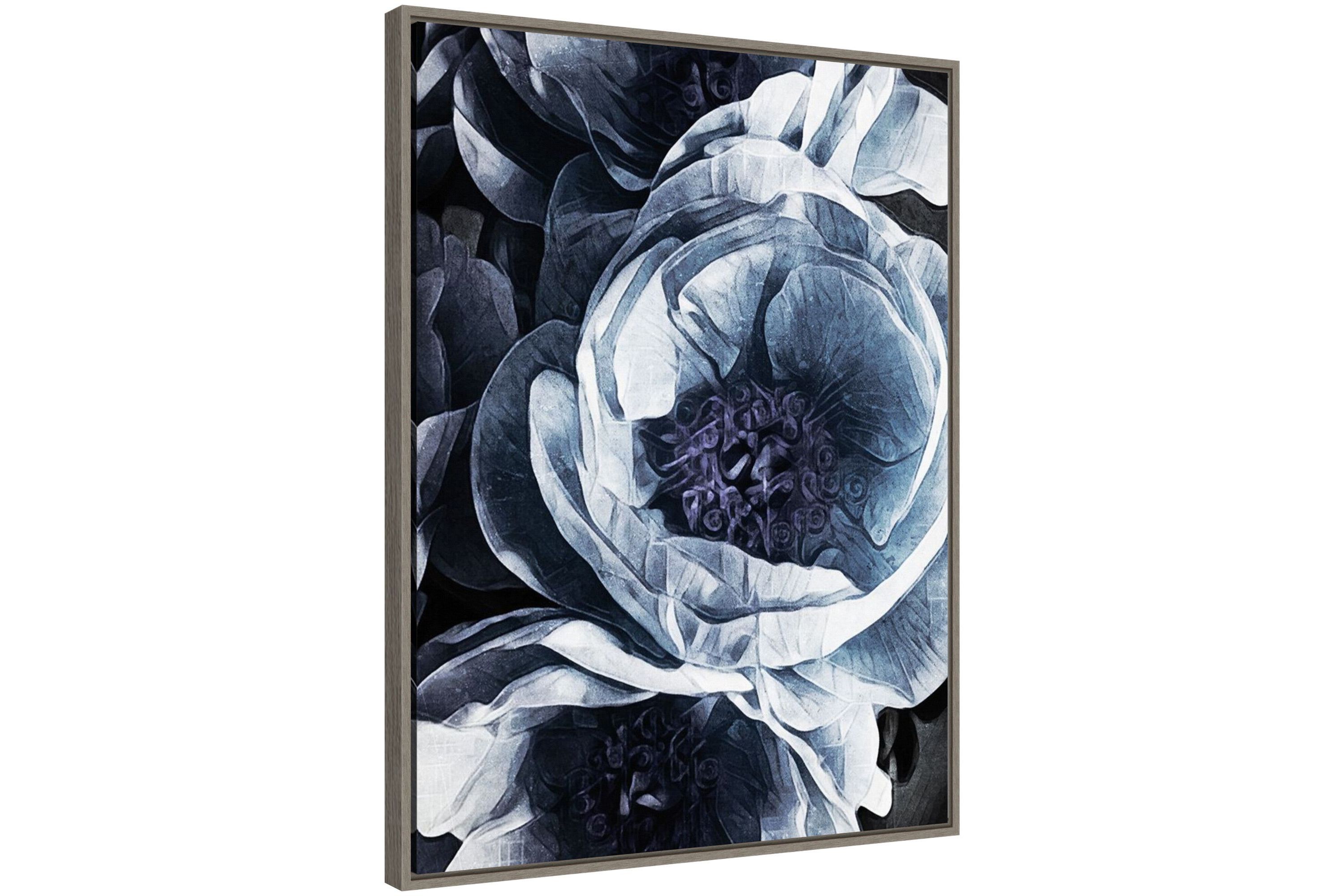 Peony Blue Petals III Framed Canvas Wall Art Print
