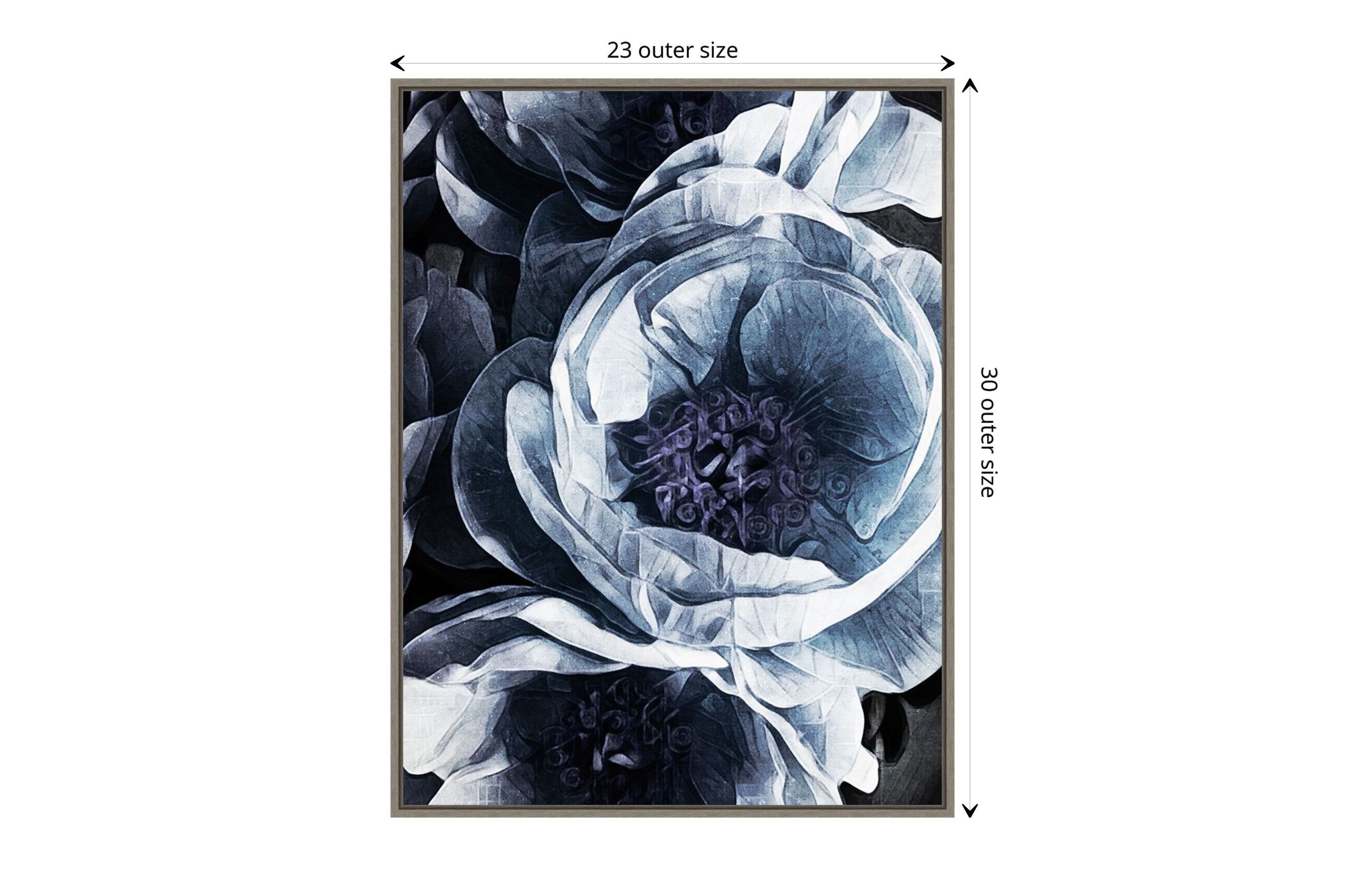 Peony Blue Petals III Framed Canvas Wall Art Print