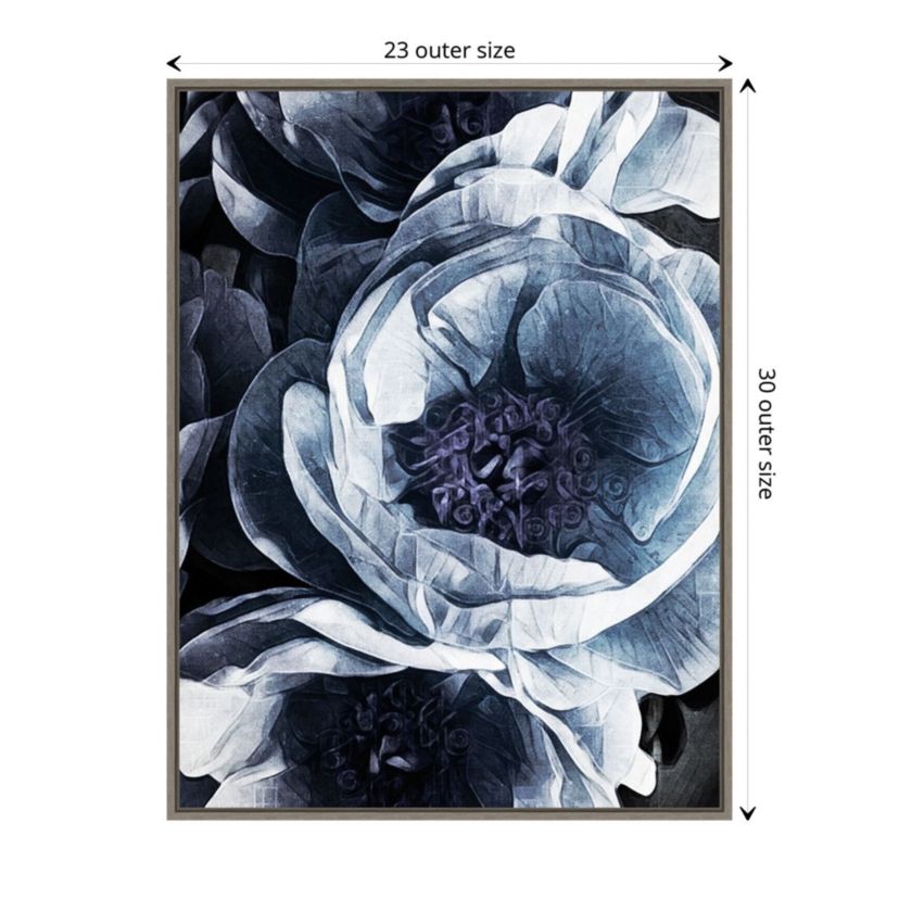 Peony Blue Petals III Framed Canvas Wall Art Print
