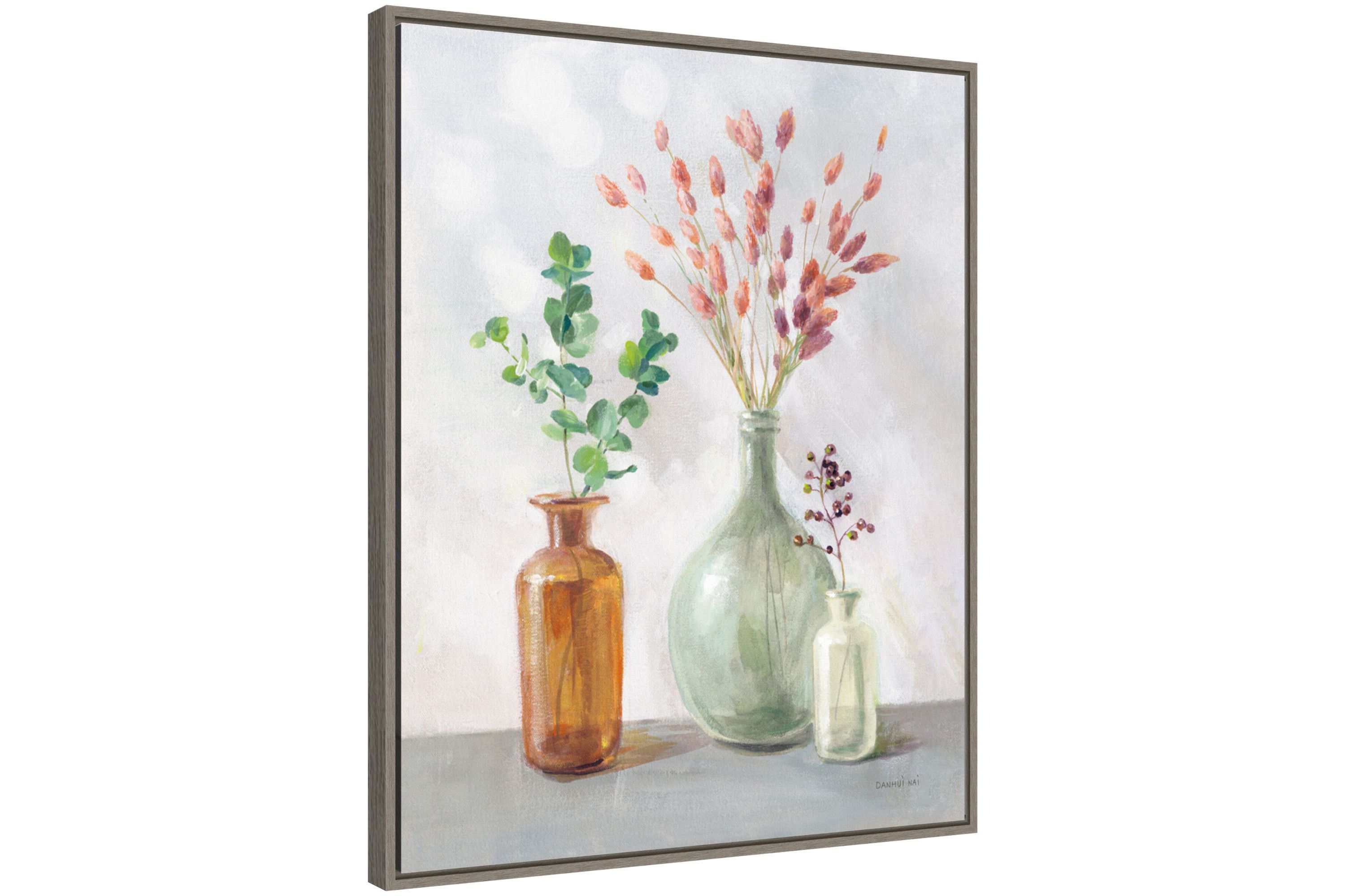 Natural Riches II Clear Vase Framed Canvas Wall Art Print
