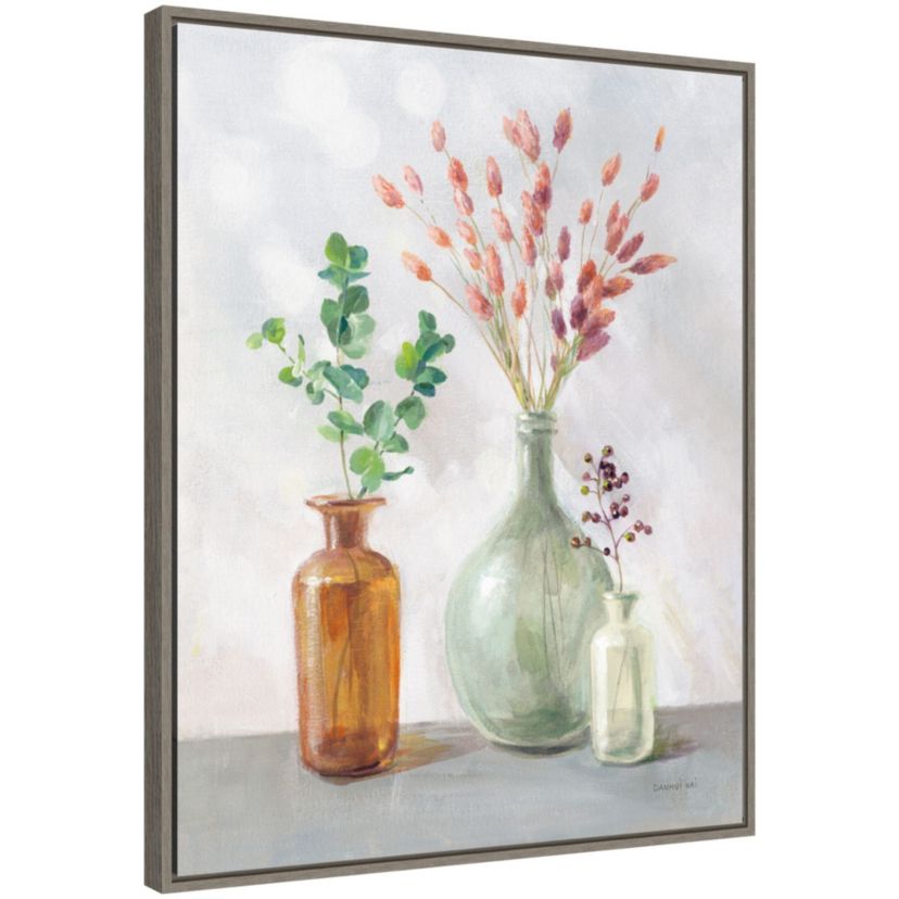 Natural Riches II Clear Vase Framed Canvas Wall Art Print