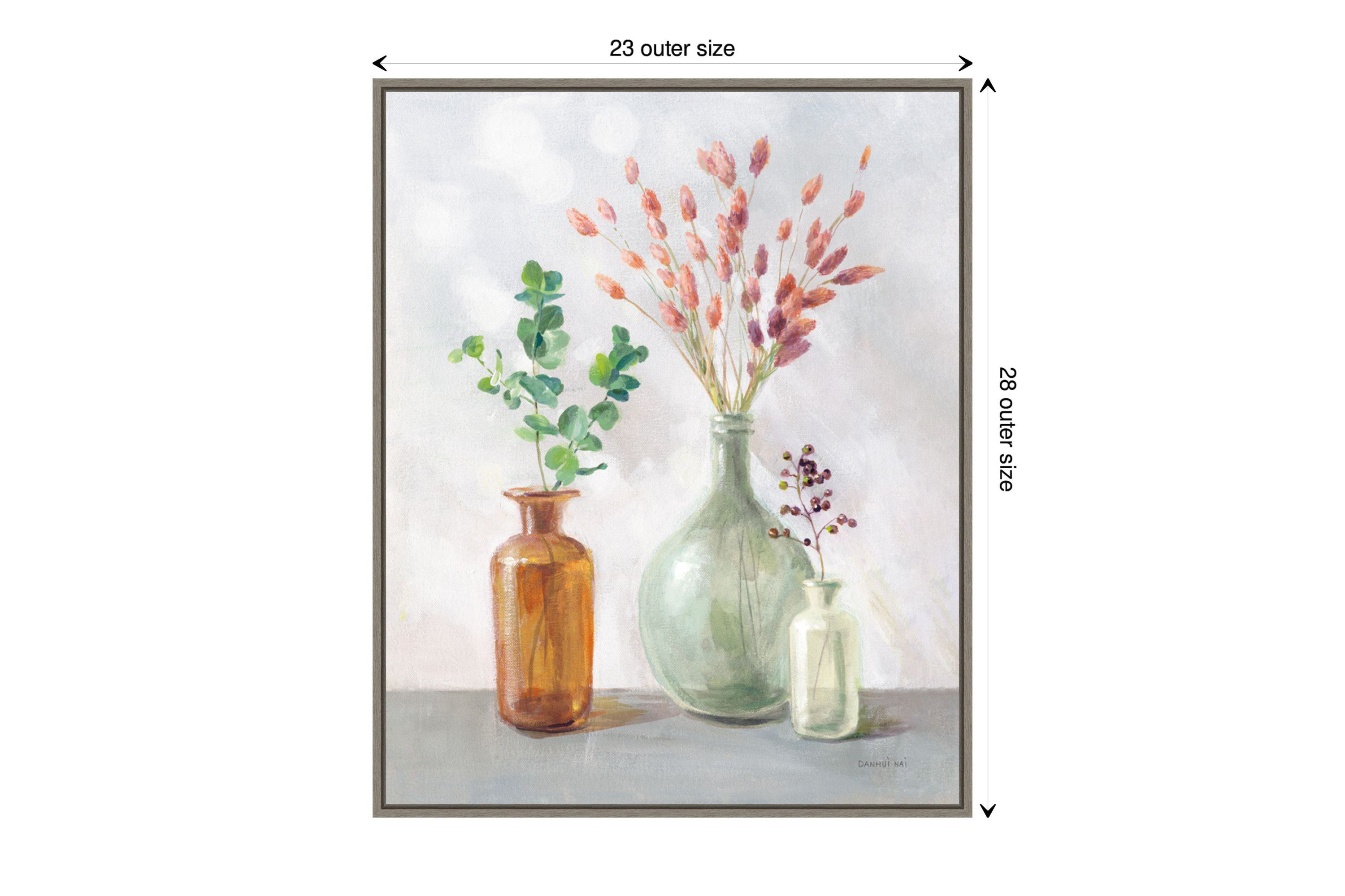 Natural Riches II Clear Vase Framed Canvas Wall Art Print