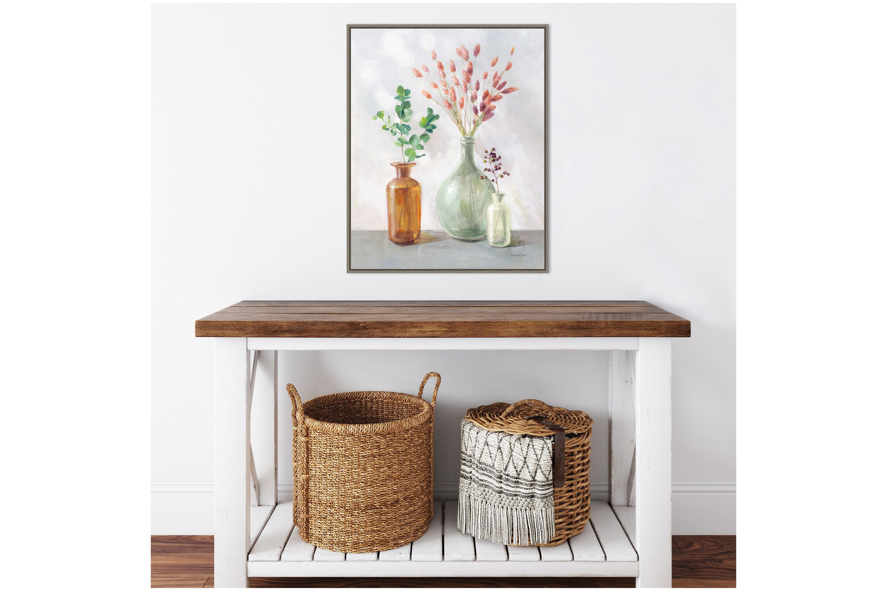Natural Riches II Clear Vase Framed Canvas Wall Art Print